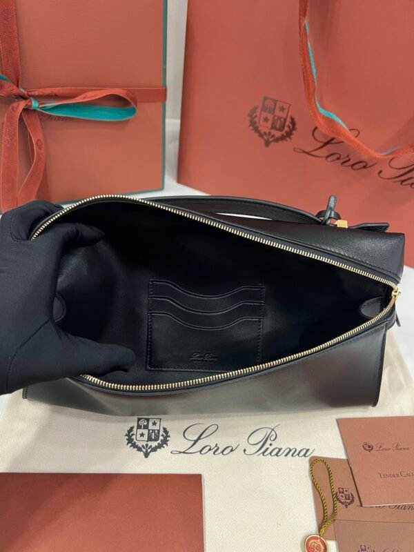 Loro Piana Extra L29 Clutch Bag 29cm Saddle Leather Elegant Handmade Designer Leather Handheld Purse with Signature Gold Padlock