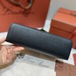 Loro Piana L23 Extra Handbag 23cm Black Textured Leather Minimalist Shoulder Bag with Gold Hardware and Gift Box Loro Piana L23 Extra Handbag 23cm Black Textured Leather Minimalist Shoulder Bag with Gold Hardware and Gift Box