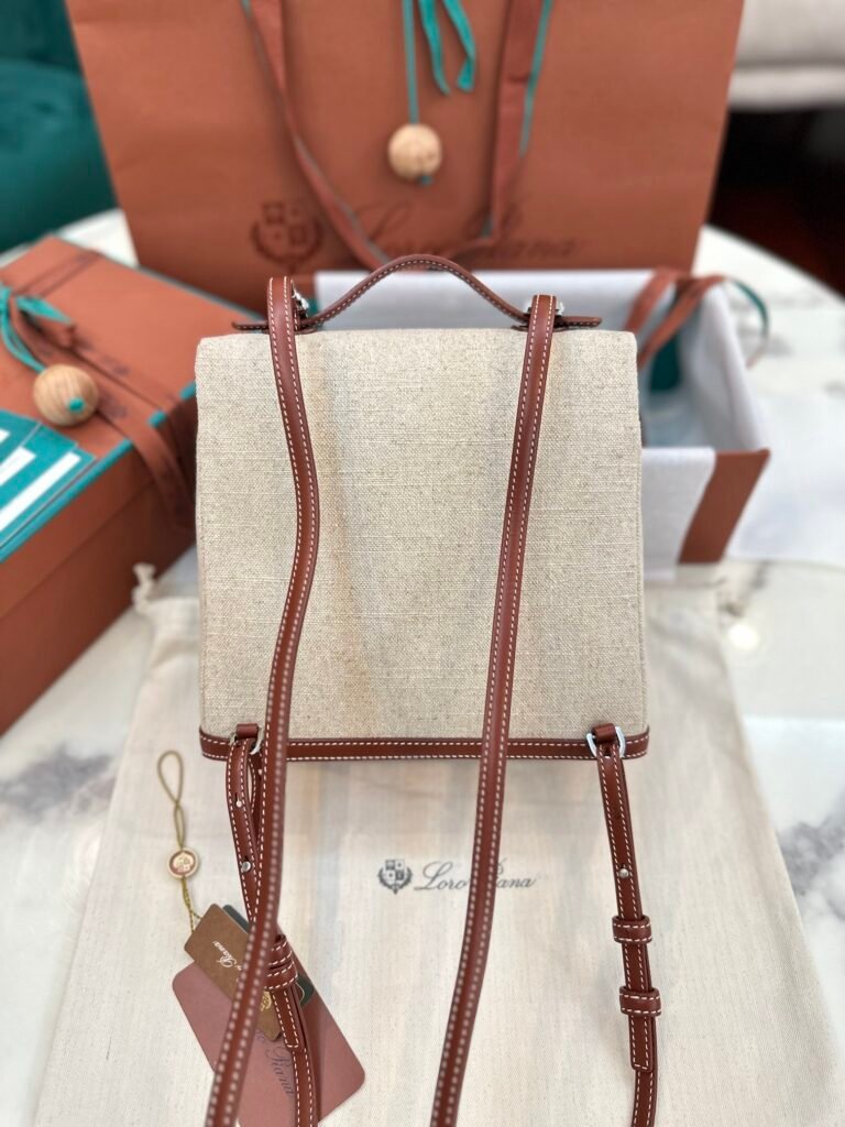 Loro Piana Extra Pocket Backpack Linen Canvas Small Rucksack 21&times;23&times;8cm &ndash; Image 7