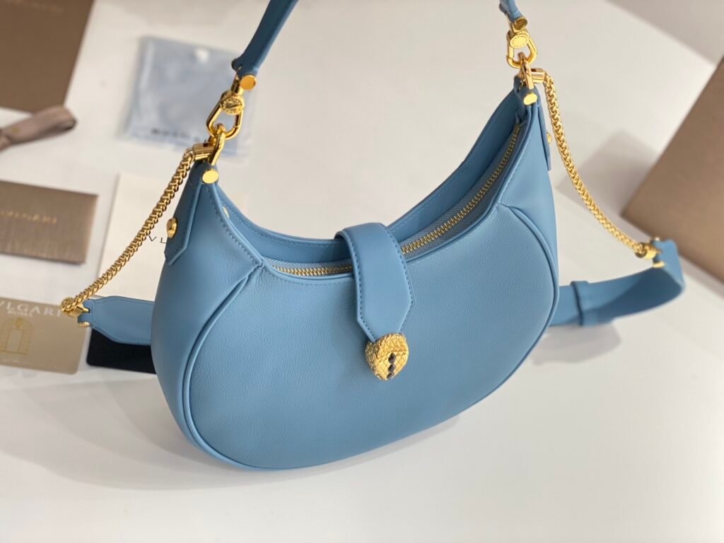 BVLGARI Serpenti Ellipse Large Crossbody Bag Calf Leather Crescent Shoulder Bag with Snakehead Closure 4 Colors – Image 7 BVLGARI Serpenti Ellipse Large Crossbody Bag Calf Leather Crescent Shoulder Bag with Snakehead Closure 4 Colors – Image 7