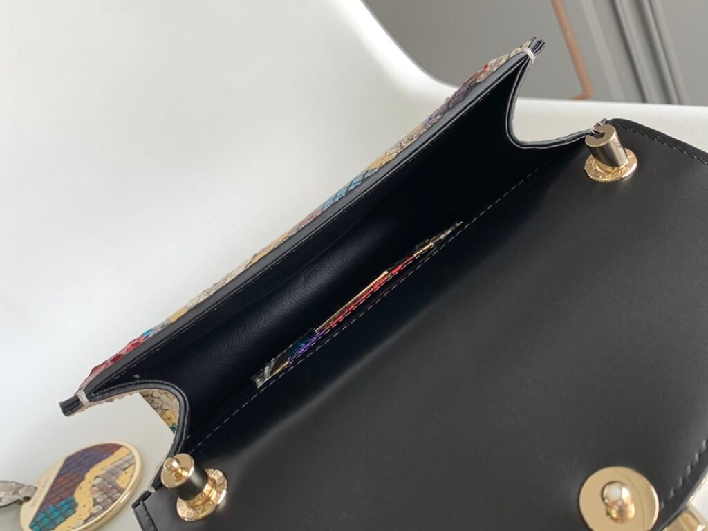 BVLGARI Serpenti Forever Shoulder Bag Rare Lunar Multi-Color Python Leather Crossbody Bag with Snakehead Buckle 20cm/27cm – Image 9 BVLGARI Serpenti Forever Shoulder Bag Rare Lunar Multi-Color Python Leather Crossbody Bag with Snakehead Buckle 20cm/27cm – Image 9