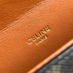 CELINE Box Triomphe Bag 22cm Shiny Calfskin and Triomphe Canvas Leather Shoulder and Crossbody Handbag with Gold-Finish Metallic Closure 8