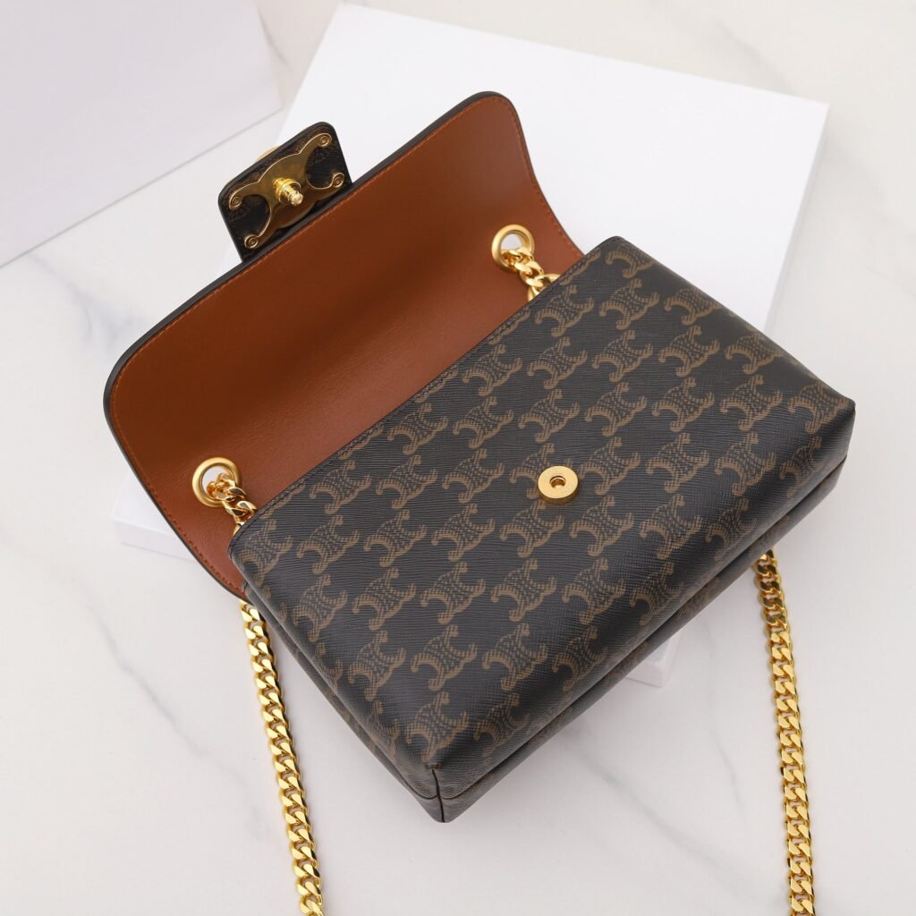 Celine Triomphe Chain Bag 23.5cm Monogram Canvas Handbag – Image 8 Celine Triomphe Chain Bag 23.5cm Monogram Canvas Handbag – Image 8