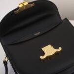 CELINE Teen Besace Triomphe Bag 18.5cm Shiny Calfskin Leather Crossbody Saddle Bag for Women 8