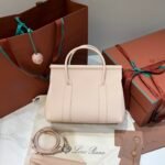 Loro Piana Loom L25 Handbag 25cm Tender Calfskin Leather Top-Handle Bag with Crossbody Strap and Iconic Padlock