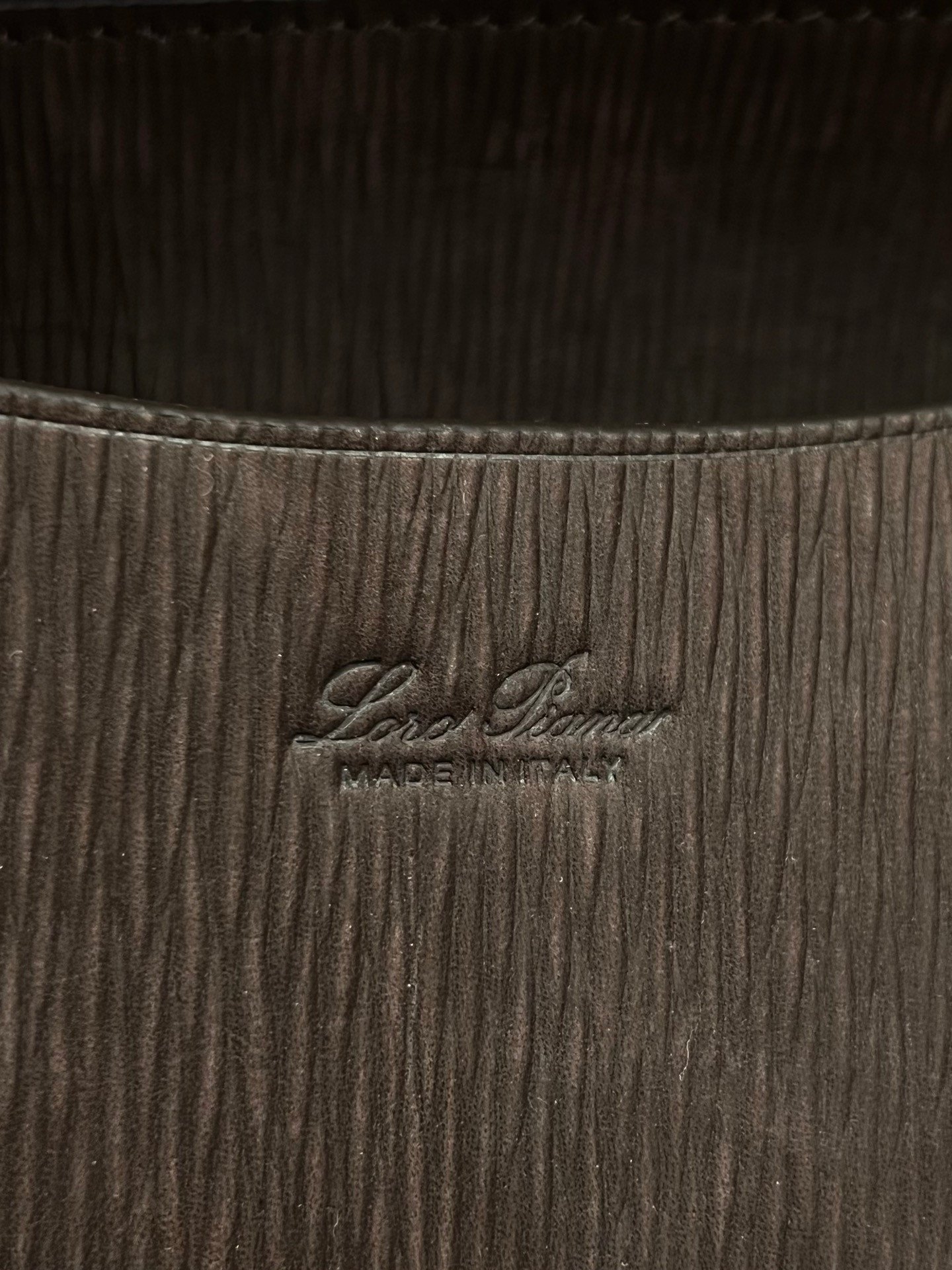 Loro Piana Loom L32 Handbag 33cm Dark Brown Grained Calfskin Leather Tote with Signature Gold Padlock and Key