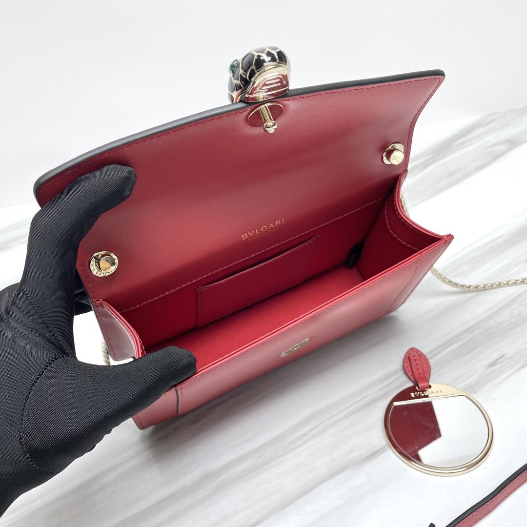 BVLGARI Serpenti Forever Calfskin Crossbody Bag 22.5cm Snakehead Enamel Closure Chain Shoulder Bag 4 Colors BVLGARI Serpenti Forever Calfskin Crossbody Bag 22.5cm Snakehead Enamel Closure Chain Shoulder Bag 4 Colors