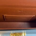 CELINE Box Triomphe Bag 22cm Shiny Calfskin and Triomphe Canvas Leather Shoulder and Crossbody Handbag with Gold-Finish Metallic Closure 9