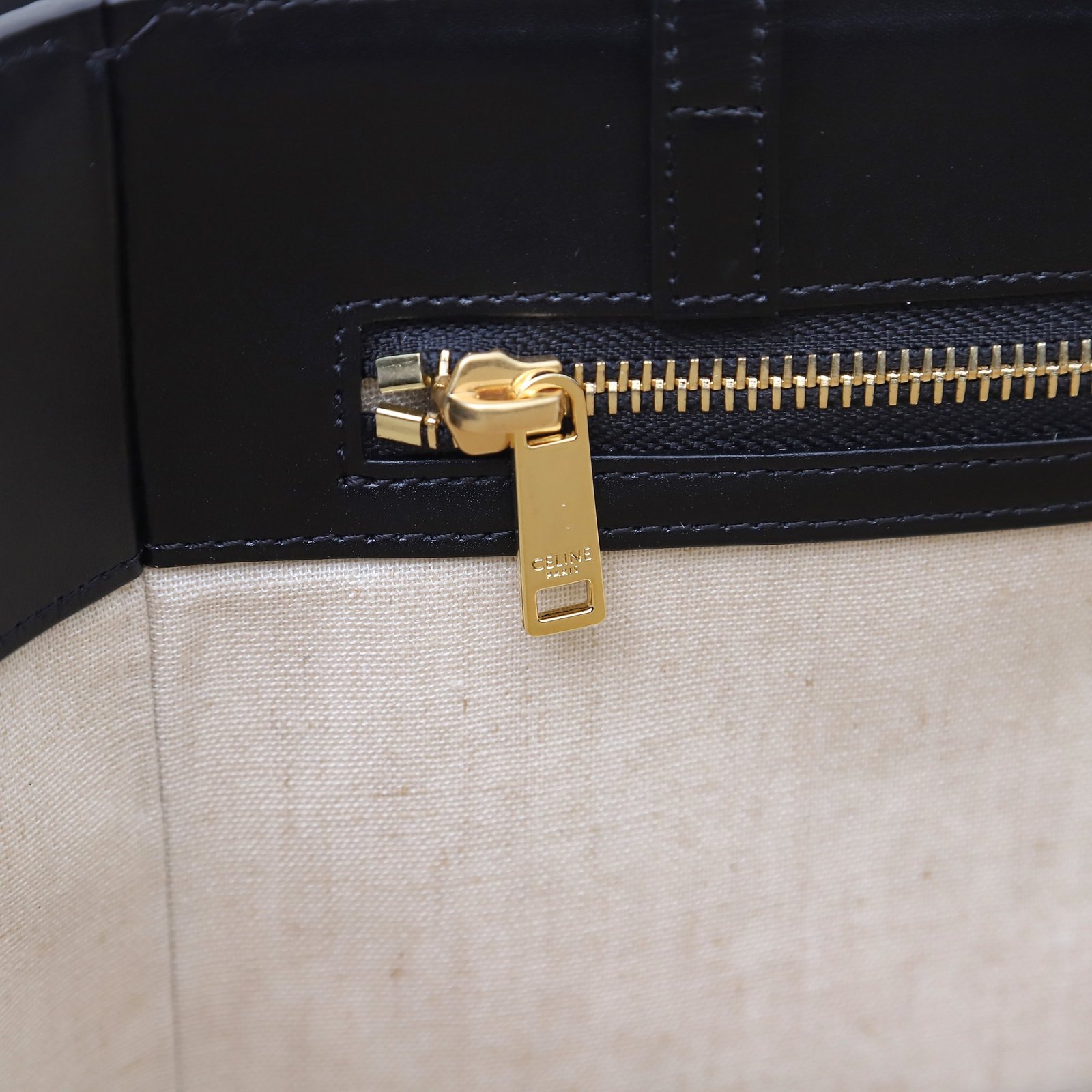 Celine Cabas Thais Tote Bag 31cm Textile and Calfskin Leather Premium Commuter & Travel Shopping Bag 9