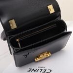 CELINE Teen Triomphe Bag Shiny Patent Calfskin Luxury Designer Shoulder Bag Gold Triomphe Clasp Crossbody 9