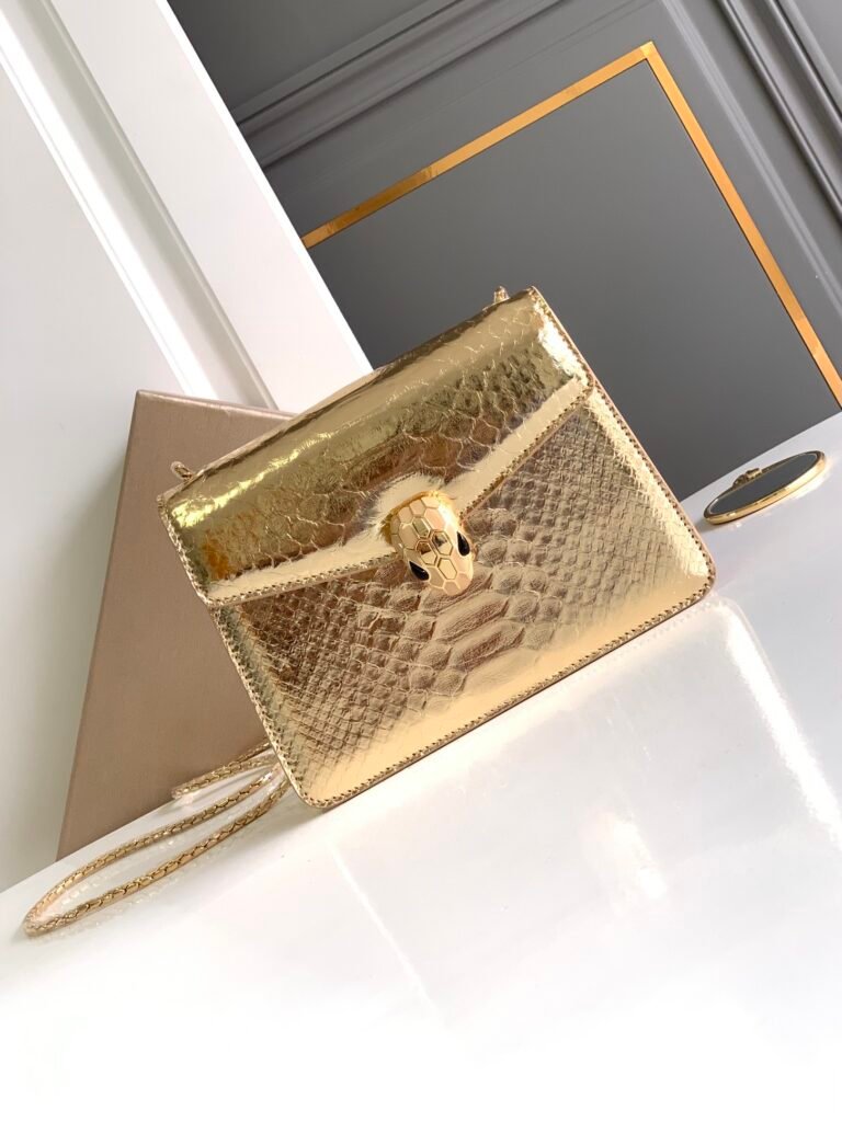 BVLGARI Serpenti Baia Shoulder Bag & Serpenti Forever Small Crossbody Metallic Gold Snakeskin – Image 8 BVLGARI Serpenti Baia Shoulder Bag & Serpenti Forever Small Crossbody Metallic Gold Snakeskin – Image 8
