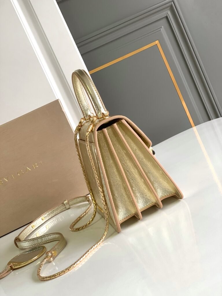 BVLGARI Serpenti Forever Shoulder Bag 3 Sizes Light Gold & Green Ostrich-Effect Calf Leather Crossbody – Image 13 BVLGARI Serpenti Forever Shoulder Bag 3 Sizes Light Gold & Green Ostrich-Effect Calf Leather Crossbody – Image 13