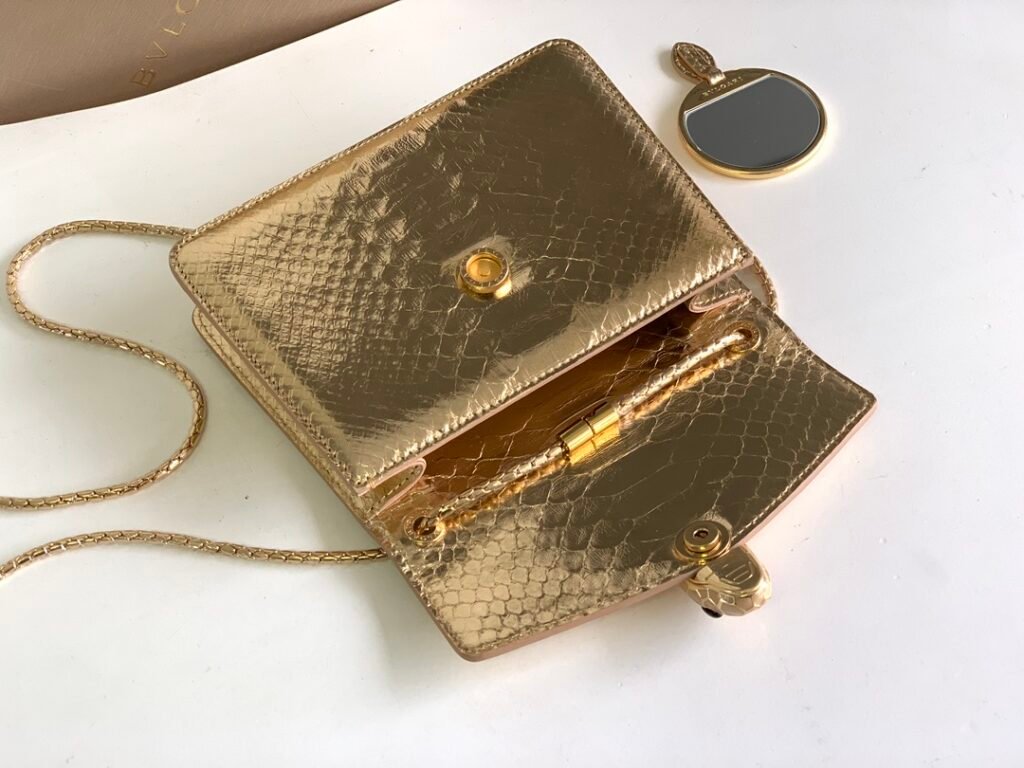 BVLGARI Serpenti Baia Shoulder Bag & Serpenti Forever Small Crossbody Metallic Gold Snakeskin – Image 11 BVLGARI Serpenti Baia Shoulder Bag & Serpenti Forever Small Crossbody Metallic Gold Snakeskin – Image 11