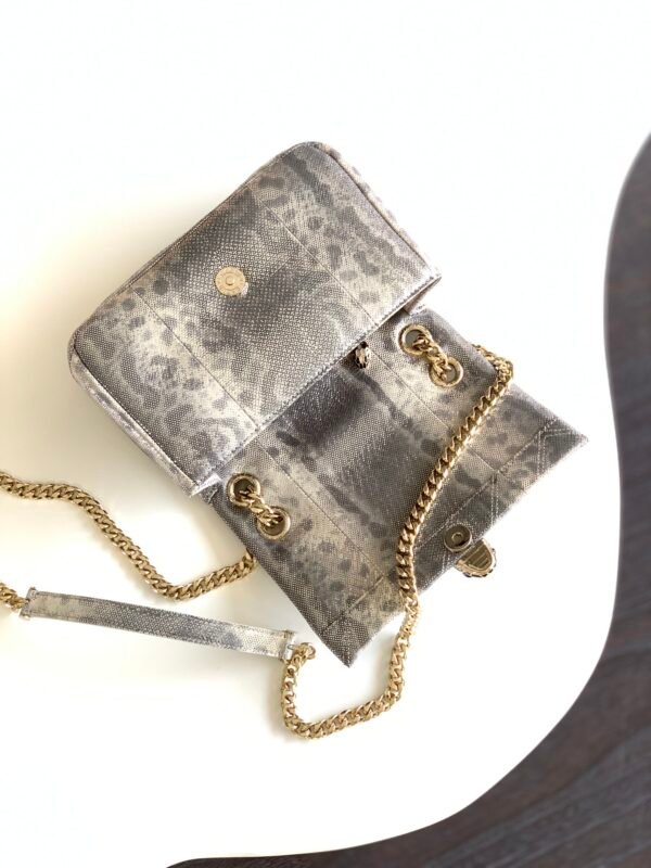 16 BVLGARI Serpenti Cabochon Shoulder Bag 22.5cm Metallic Karung Watersnake Leather Crossbody Bag with Matelassé Quilted Pattern and Iconic Enamel Snakehead Clasp