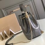 BVLGARI Serpenti Forever Metallic Karung Leather Bucket Bag 16cm Exotic Drawstring Crossbody and Top Handle Handbag with Signature Snakehead Closure BVLGARI Serpenti Forever Metallic Karung Leather Bucket Bag 16cm Exotic Drawstring Crossbody and Top Handle Handbag with Signature Snakehead Closure