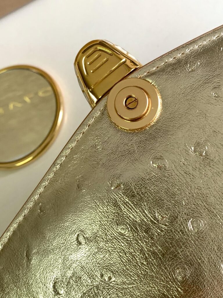 BVLGARI Serpenti Forever Shoulder Bag 3 Sizes Light Gold & Green Ostrich-Effect Calf Leather Crossbody – Image 7 BVLGARI Serpenti Forever Shoulder Bag 3 Sizes Light Gold & Green Ostrich-Effect Calf Leather Crossbody – Image 7