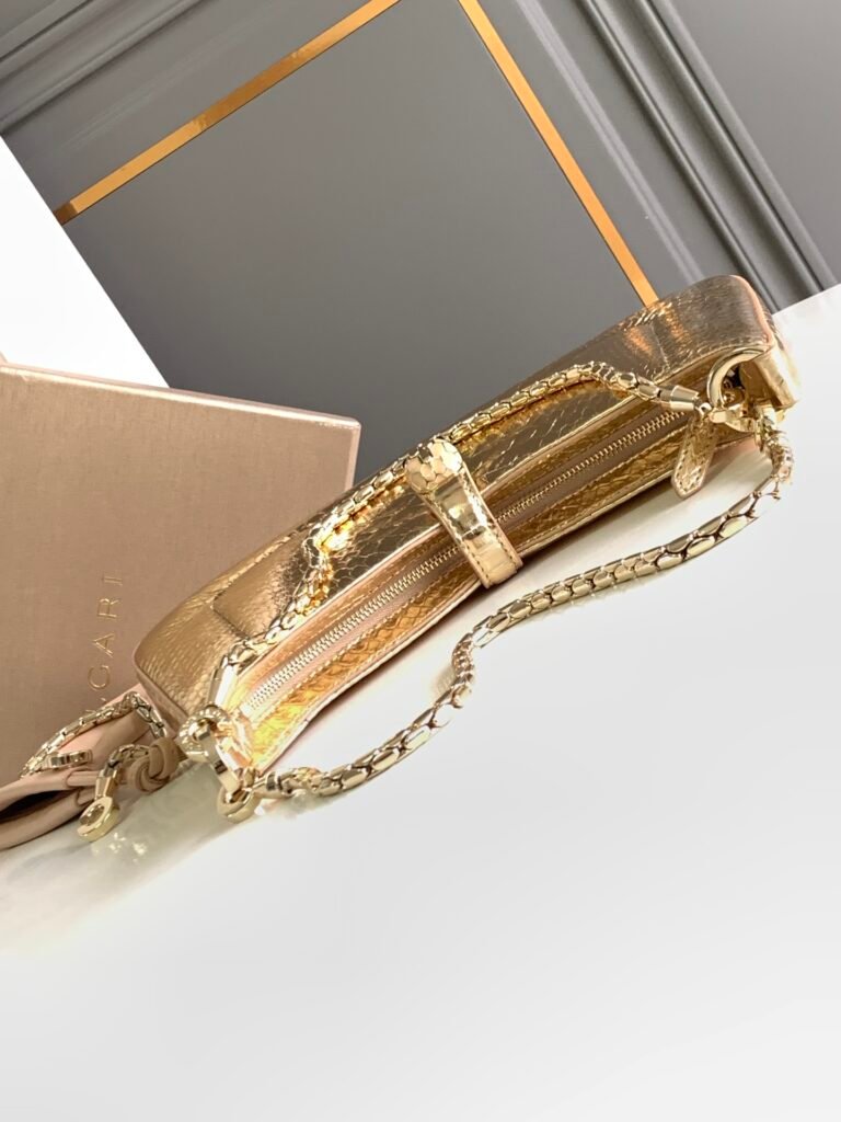 BVLGARI Serpenti Baia Shoulder Bag & Serpenti Forever Small Crossbody Metallic Gold Snakeskin – Image 6 BVLGARI Serpenti Baia Shoulder Bag & Serpenti Forever Small Crossbody Metallic Gold Snakeskin – Image 6