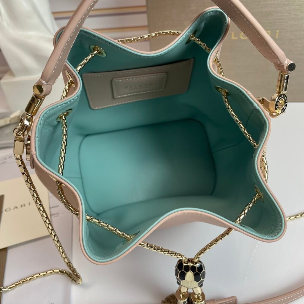BVLGARI Serpenti Forever Luxury Bucket Bag Genuine Leather Python Skin Drawstring Shoulder Bag – Image 3 BVLGARI Serpenti Forever Luxury Bucket Bag Genuine Leather Python Skin Drawstring Shoulder Bag – Image 3